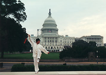 Sun Anguang in front of Capital Hill, 1998